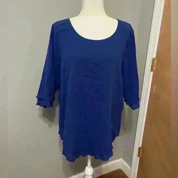 Soft Surroundings Blue High/Low Hemline Cotton
Lightweight Top Size Large - Picture 1 of 6